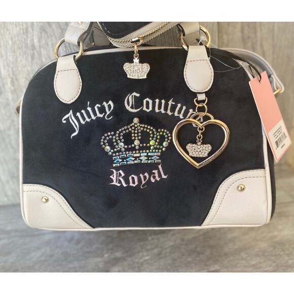 Juicy Couture kingdom Purse & Wallet Set Embroidered Black Velour - Picture 8 of 9